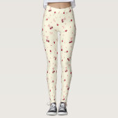 Leggings Bows et cerises roses mignonnes à la crème (Devant)