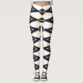 Leggings Bowties bleues et dorées (Devant)