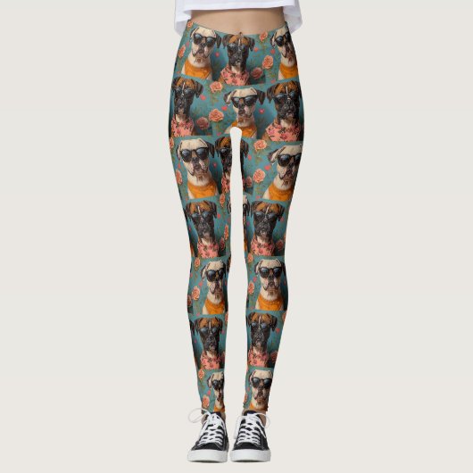 Leggings Boxeur avec roses de la Saint-Valentin (Devant)