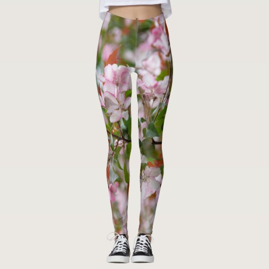 Leggings Branche délicate avec fleurs pommier (Devant)