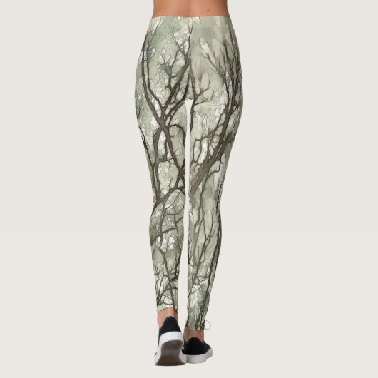 Leggings Branches d'aquarelle Camouflage vert (Dos)