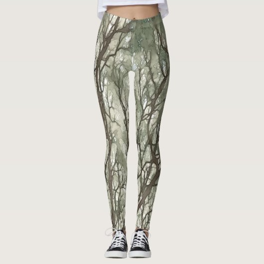 Leggings Branches d'aquarelle Camouflage vert (Devant)
