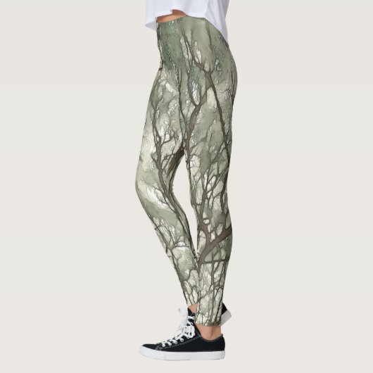 Leggings Branches d'aquarelle Camouflage vert (Gauche)