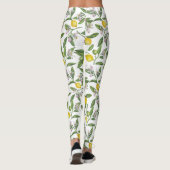 Leggings Branches de citron avec fleurs et fruits sur blanc (Dos)