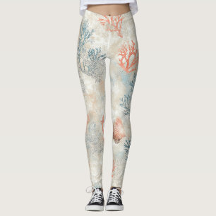 Leggings Branches de corail sophistiquées - Coquillage doux
