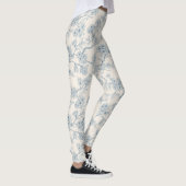 Leggings Branches de fleurs de cerisier en bleu et blanc ca (Droite)