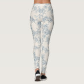 Leggings Branches de fleurs de cerisier en bleu et blanc ca (Dos)