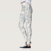 Leggings Branches de fleurs de cerisier en bleu et blanc ca (Gauche)