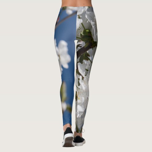 Leggings Branches en fleurs blanches printemps (Dos)