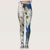 Leggings Branches en fleurs blanches printemps (Devant)
