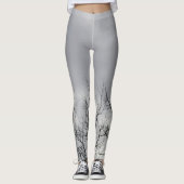 Leggings Branches en silhouette noire Ciel gris (Devant)