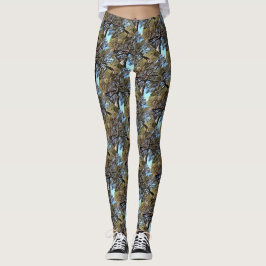 Leggings Branches En Tangée Des Pins Perspective Bizarre (Devant)