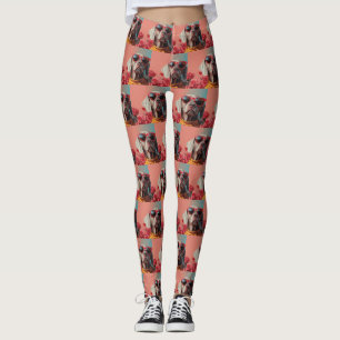 Leggings Braque de Weimar avec Roses du cœur Saint-Valentin
