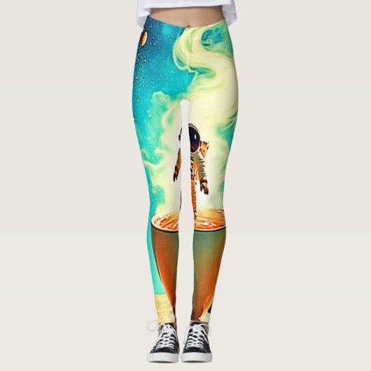 Leggings Brassage Cosmique : Le Rêve de Café de l'Astronaut (Devant)