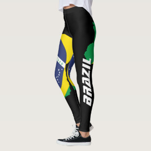 Leggings Brésil Carte Brésilien Drapeau blanc Lettres sur
