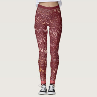 Leggings brick red marble print