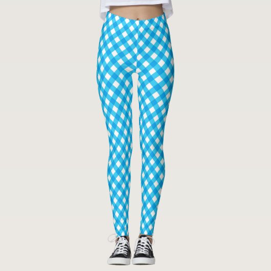 Leggings Bright Blue Gingham Pattern (Devant)