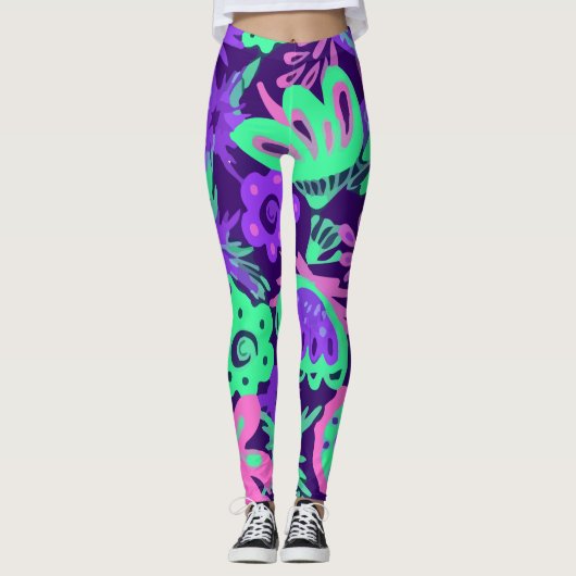 Leggings Bright de Floral Tropical Neon Colors (Devant)