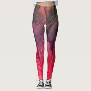 Leggings Bright Fun Rose Tropical Summer Palm Feuille