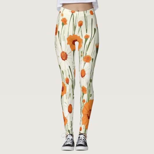 Leggings Bright Orange Floral (Devant)