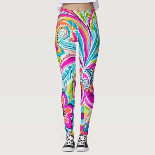 Leggings Bright Preppy Paisley (Devant)