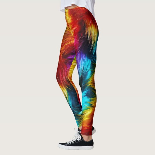 Leggings Bright Rainbow fausse texture de fourrure monstre (Gauche)
