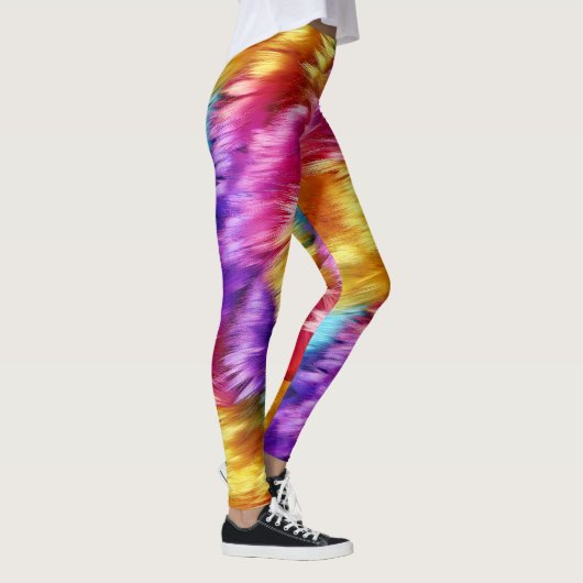 Leggings Bright Rainbow fausse texture de fourrure monstre (Droite)