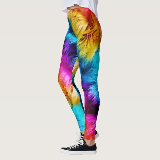Leggings Bright Rainbow fausse texture de fourrure monstre (Gauche)