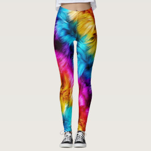 Leggings Bright Rainbow fausse texture de fourrure monstre