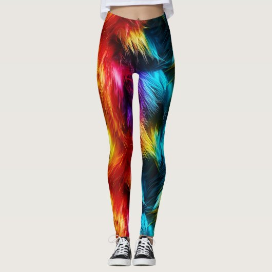 Leggings Bright Rainbow fausse texture de fourrure monstre (Devant)