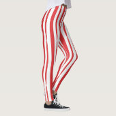 Leggings Bright Red and White vertical Stripe (Droite)