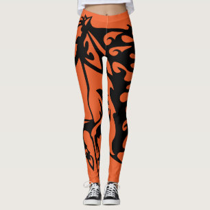 Leggings Bright Tangerine Pony Horse Bronco Steed Lineart