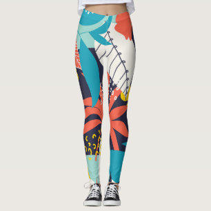Leggings Bright Tropical Feuilles Dark Motif