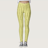 Leggings Bright Yellow Glitter Style Vertical Stripes (Devant)