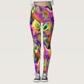 Leggings Brillant rose violet Turquoise en marbre turquoise (Devant)