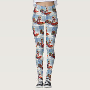 Leggings Brittany Spaniel Chien en Traîneau Noël