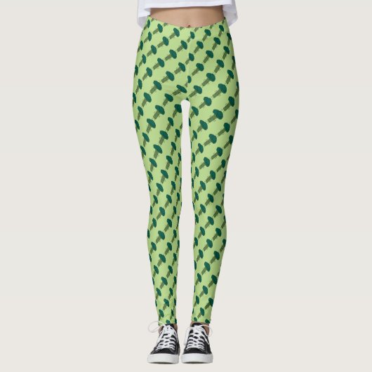 Leggings Brocoli fléchissant le légume heureux de vert de (Devant)