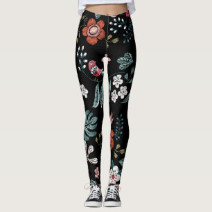 Leggings Broderie Cou Floral, Bouquet Vintage.