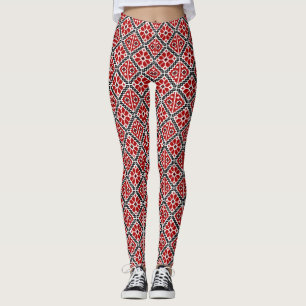 Leggings Broderie Ethnique Slave, Traditionnel Balkanique