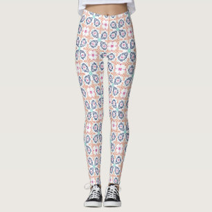 Leggings Broderie géométrique bohème florale sans couture
