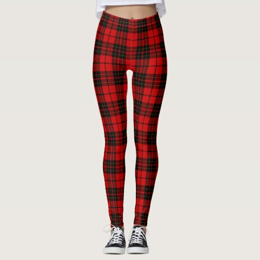 Leggings Brodie tartan rouge noir plaid (Devant)