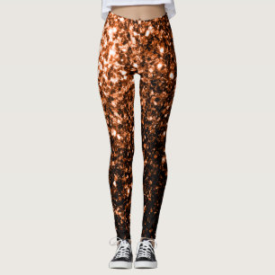 Leggings Bronze orange brun brun faux parties scintillant e