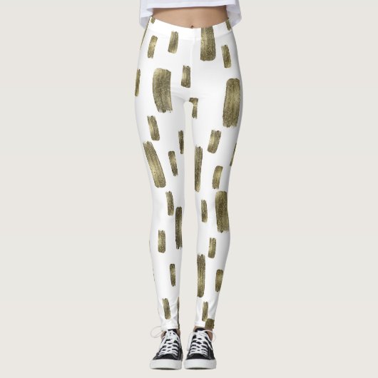Leggings Brosse à peinture moderne or cuivre Bronze étincel (Devant)