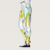 Leggings Brosses bleu jaune et noir motif abstrait (Gauche)
