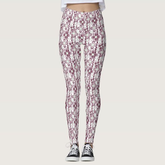 Leggings brown and white floral pattern (Devant)