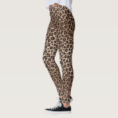 Leggings Brown Beige Safari Wild Cat Skin Leopard Pattern (Gauche)