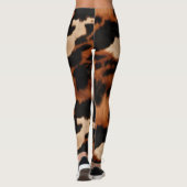 Leggings Brown Black Cream Faux Cow Print (Dos)