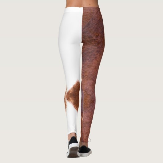Leggings Brown, blanc, impression de vache (Dos)
