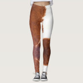 Leggings Brown, blanc, impression de vache (Devant)