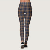 Leggings Brown bleu Tartan Plaid Rustique Motif (Dos)